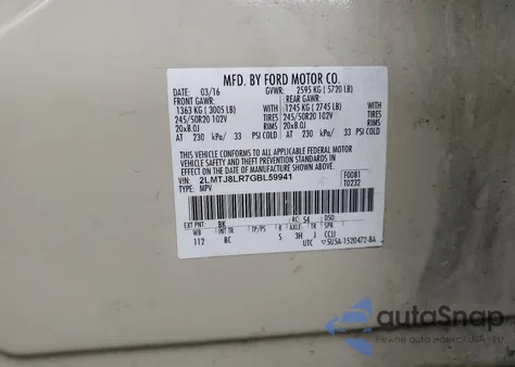 2016 Lincoln Mkx Reserve from USA, damaged, VIN 2LMTJ8LR7GBL59941